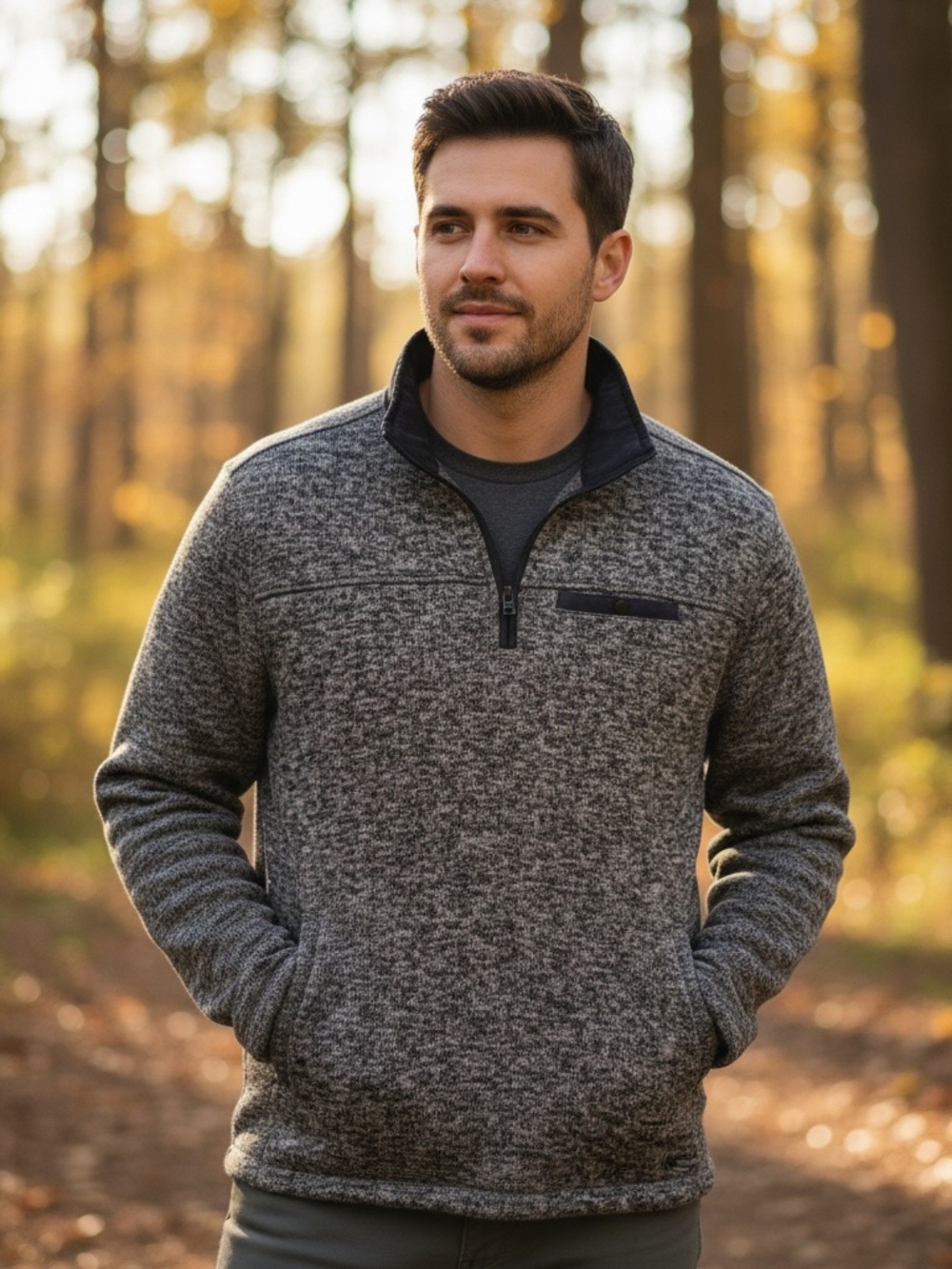 Eddie Bauer Men's Gray Heather Half-Zip Sweater Pullover
